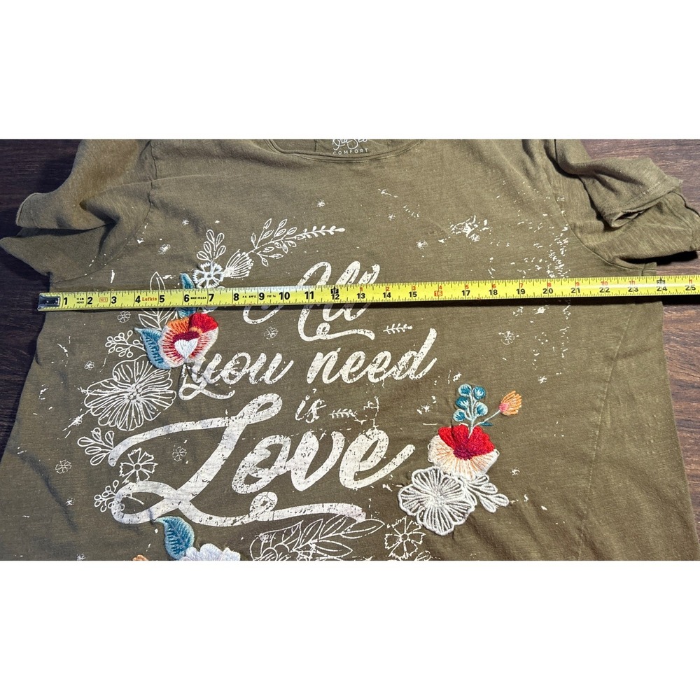 Kyla Seo T-Shirt Green Size M Crewneck Boho Handmade In India Pin Hole SEE PHOTO - Picture 7 of 9